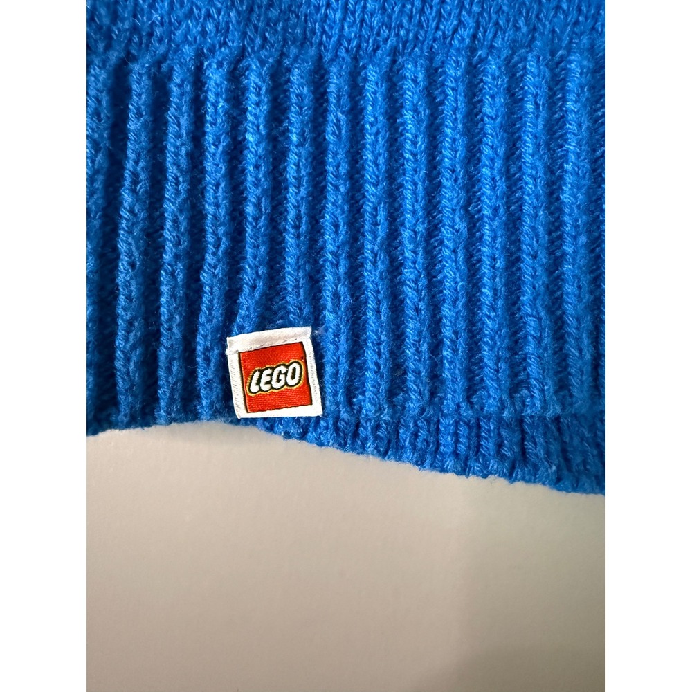 LEGO x Target Women Blue Popcorn Knit Mock Neck Sweater XXS Building Block Art - Picture 2 of 6